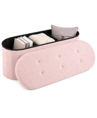 43 Inch Folding Teddy Storage Ottoman Bench with Removable Dividers