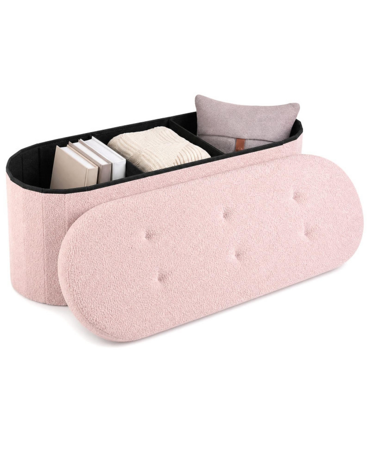 Gouun 43 Inch Folding Teddy Storage Ottoman Bench with Removable Dividers
