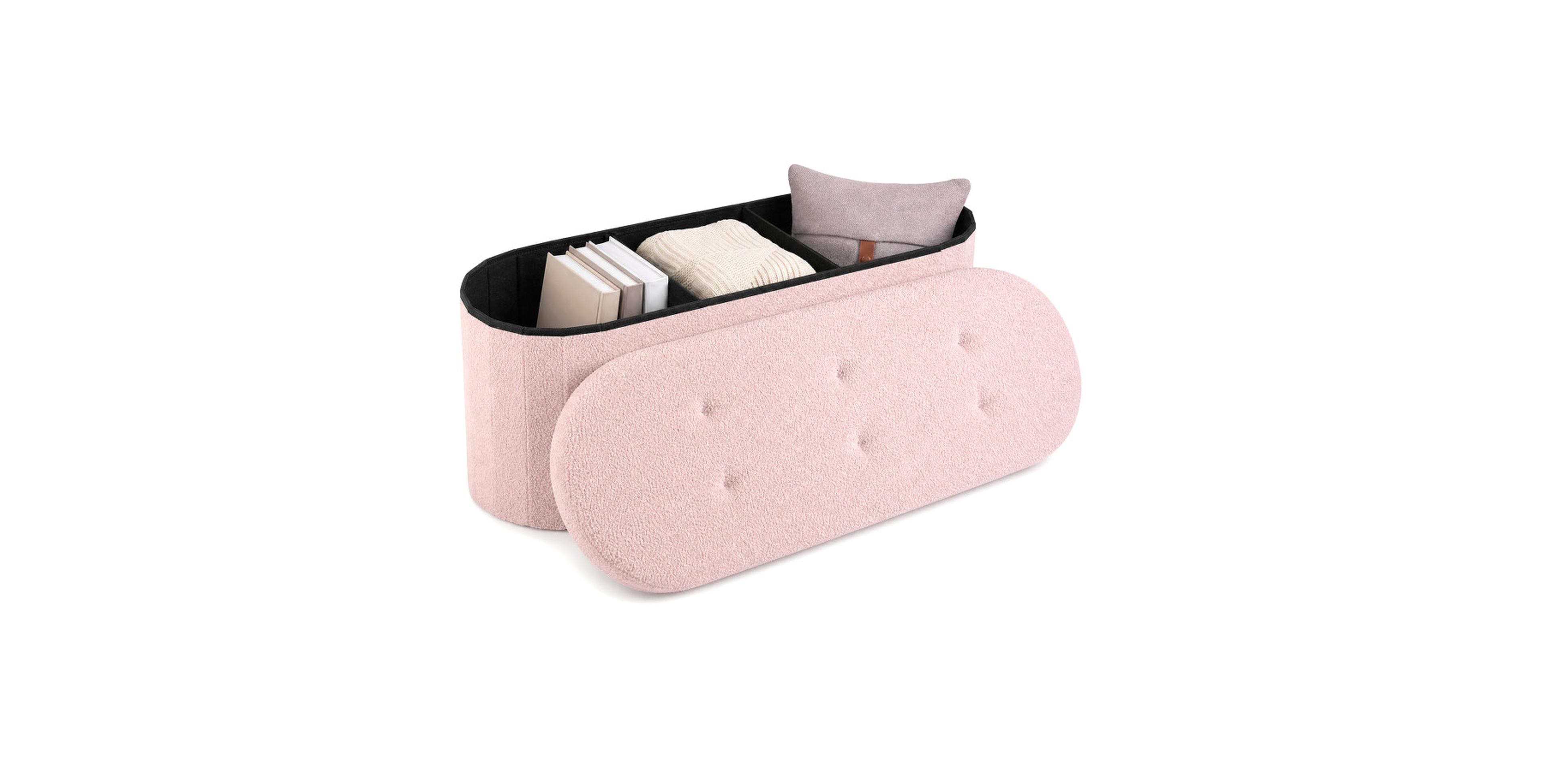 Gouun 43 Inch Folding Teddy Storage Ottoman Bench with Removable Dividers