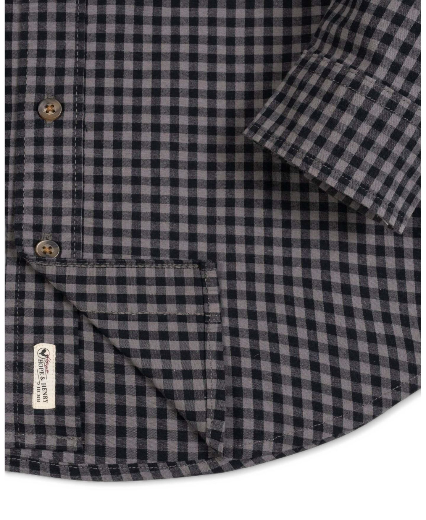 Рубашка Hope & Henry Long-Sleeve Poplin Stretch Shirt для мальчиков-малышей, цвет: Чёрный в мелкую клетку — фото 3