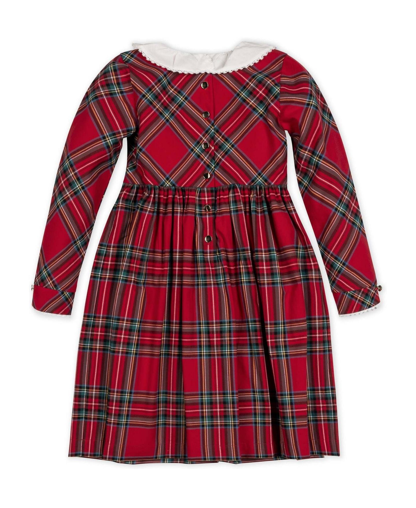 Платье Hope & Henry Long-Sleeve Plaid Ruffle-Collar Dress для девочек, цвет: Красный — фото 2