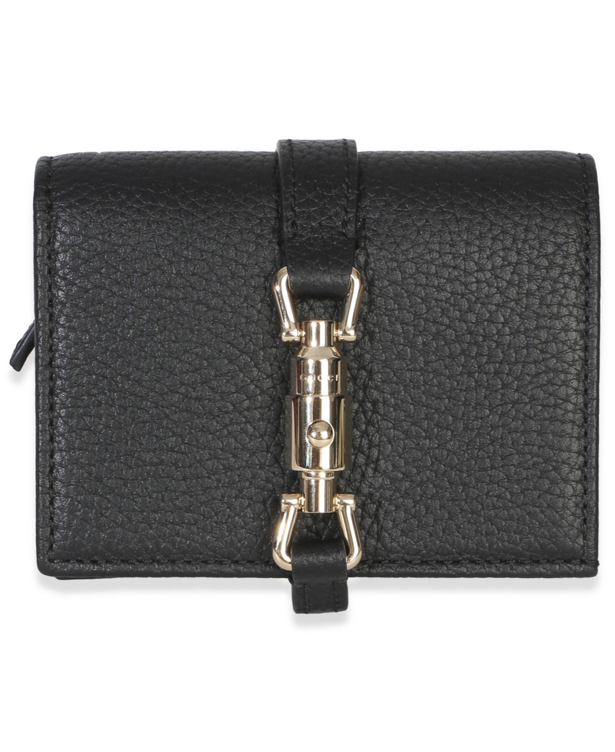 Pre-Owned Gucci Black Piuma Calfskin Jackie 1961 Mini Wallet - Black