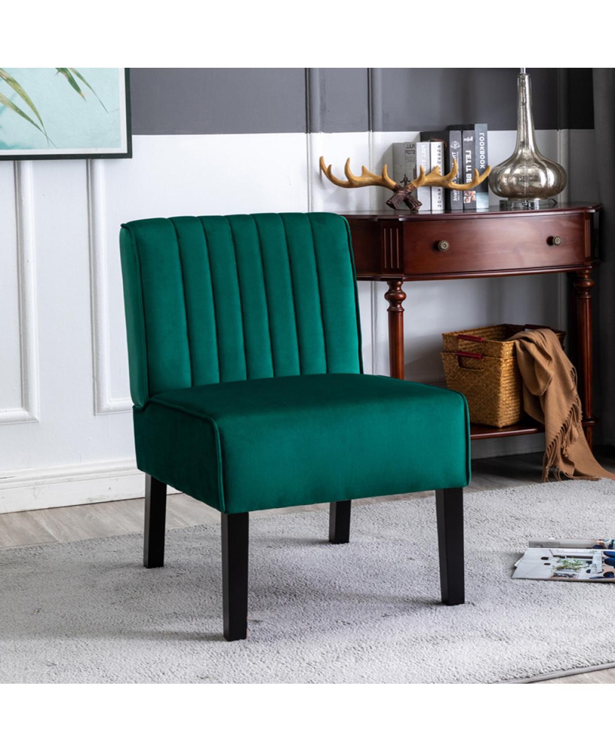 Streamdale Furniture Mid Century Modern Velvet Accent Chairs, Set of 2 - Green