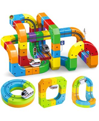Electric Modular Flexible 3D Race Track 84-Piece Building Set, Ages 3-8
