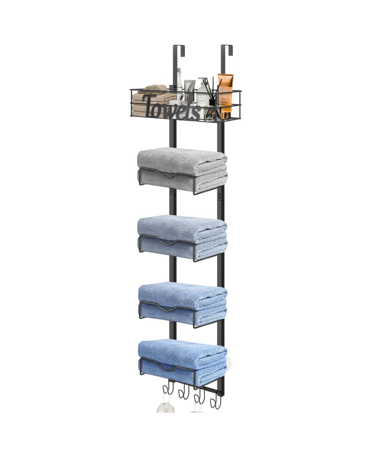 Cyqbd 6 Tier Over Door Towel Rack No Drill Basket Hooks Bathroom Hardware Storage