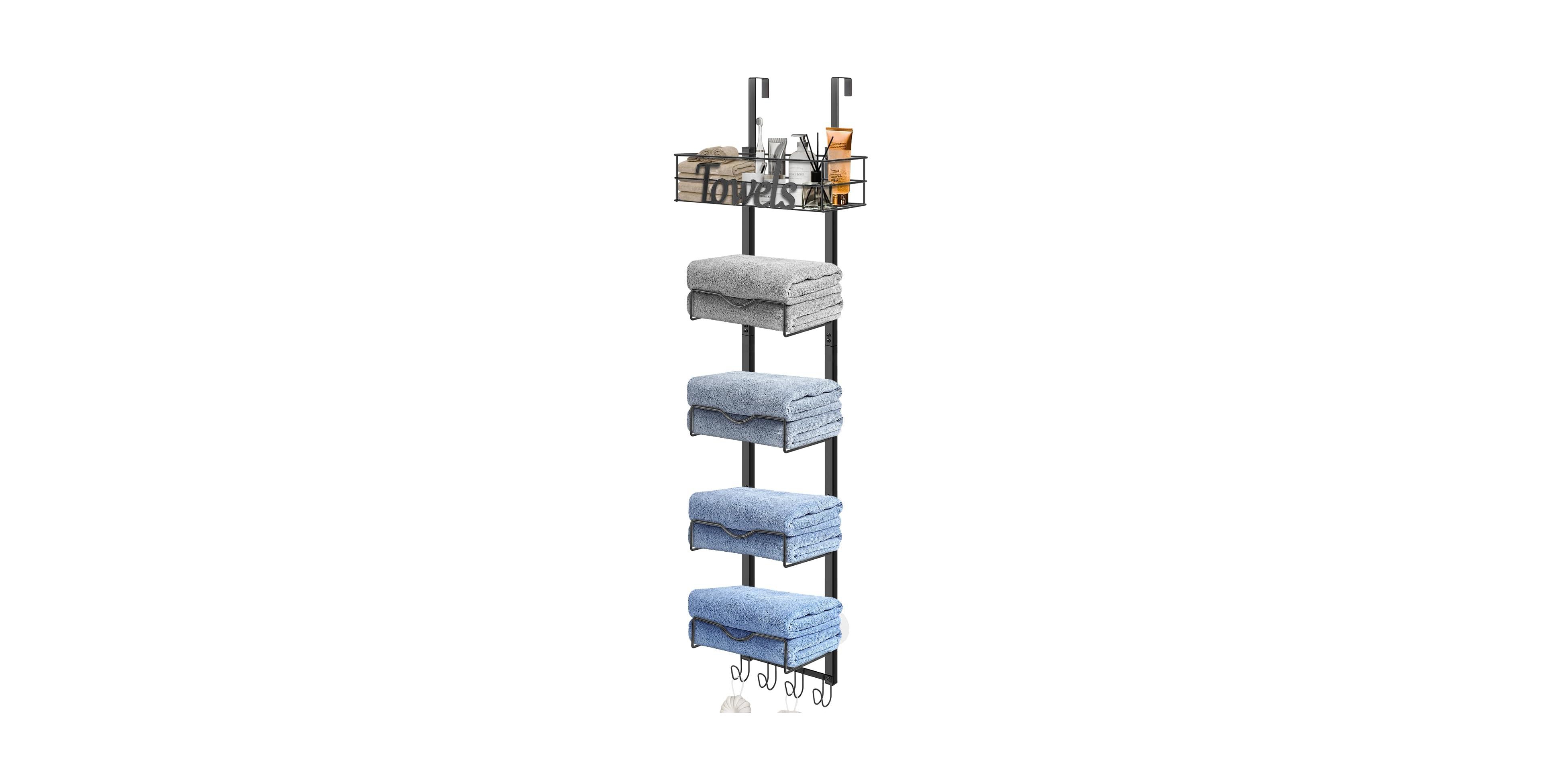 Cyqbd 6 Tier Over Door Towel Rack No Drill Basket Hooks Bathroom Hardware Storage