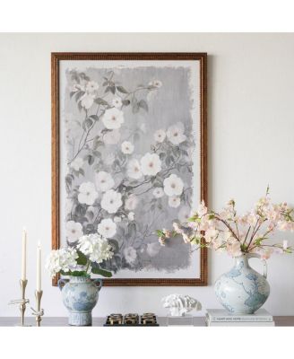 31.5" x 47.2" Farmhouse Framed White Floral Canvas Wall Art Decor