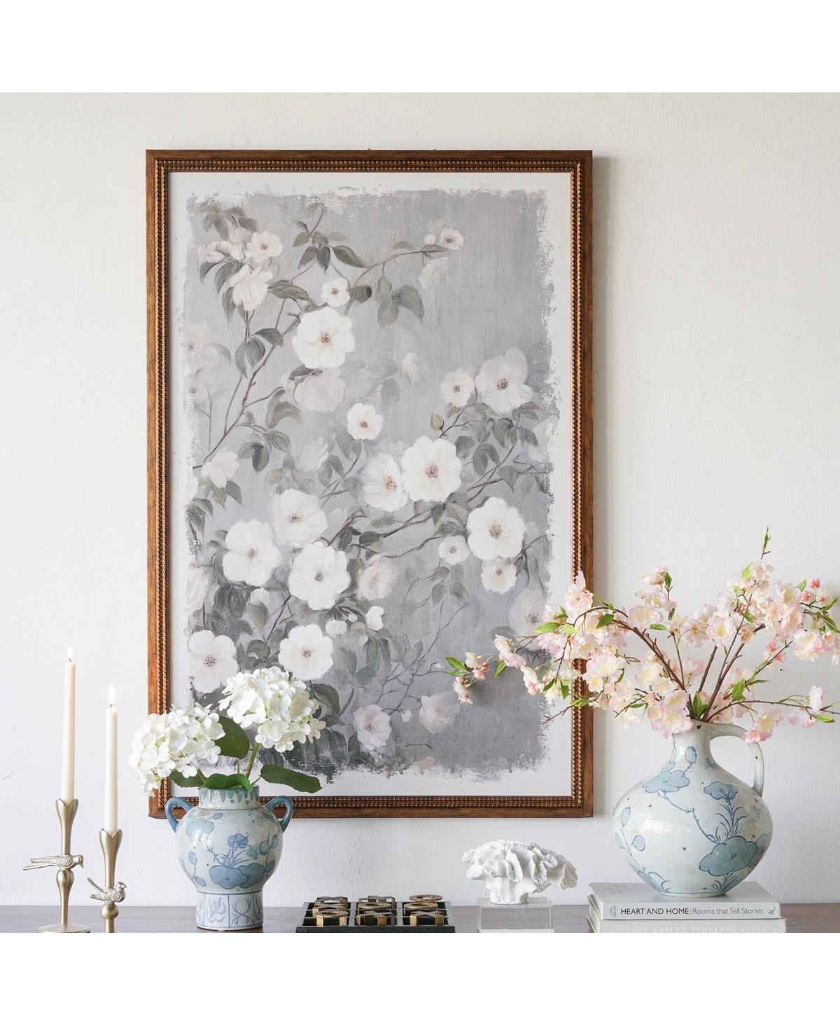 Laoties 31.5" x 47.2" Farmhouse Framed White Floral Canvas Wall Art Decor