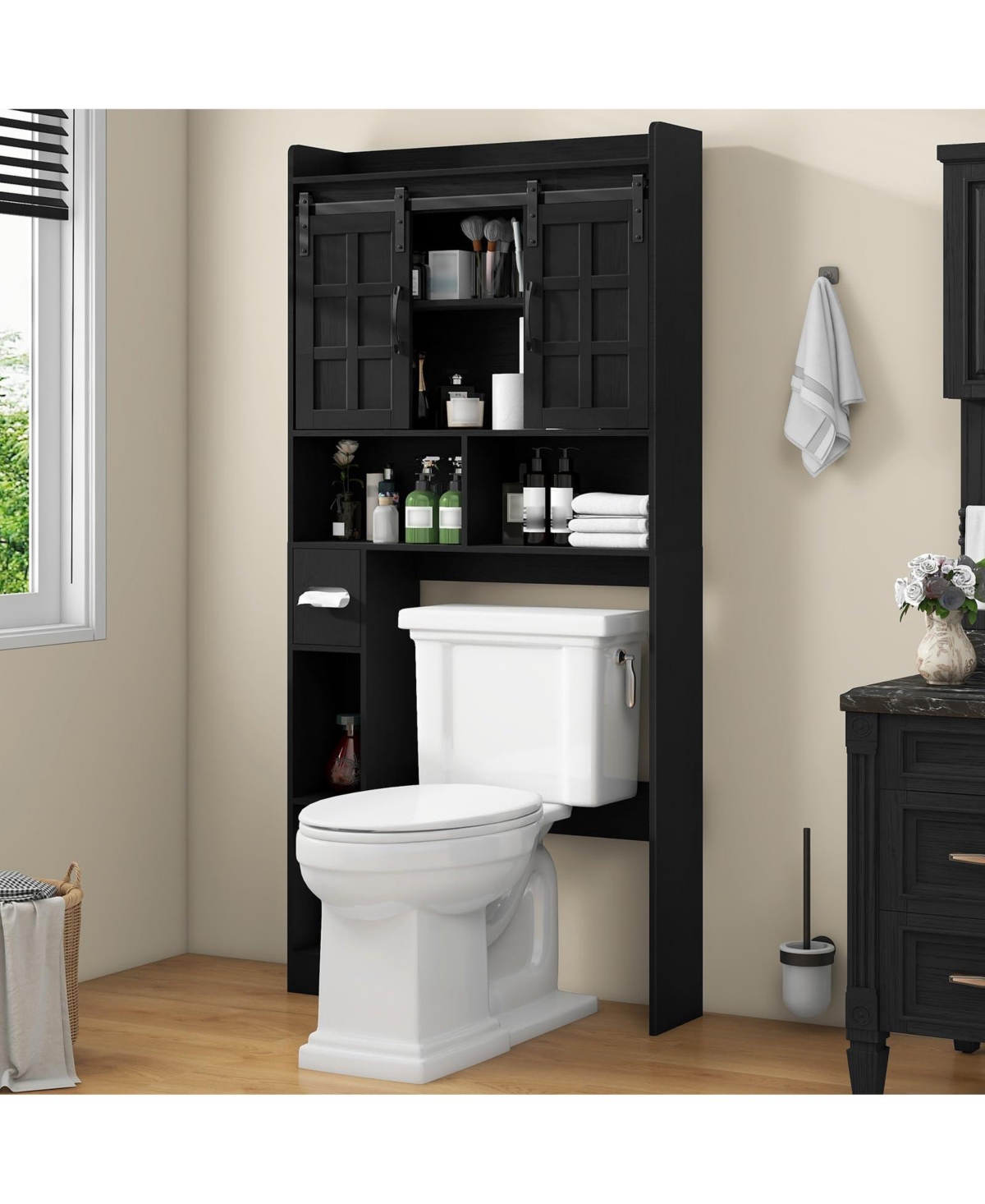 Vabches Over The Toilet Storage Cabinet with Sliding Doors