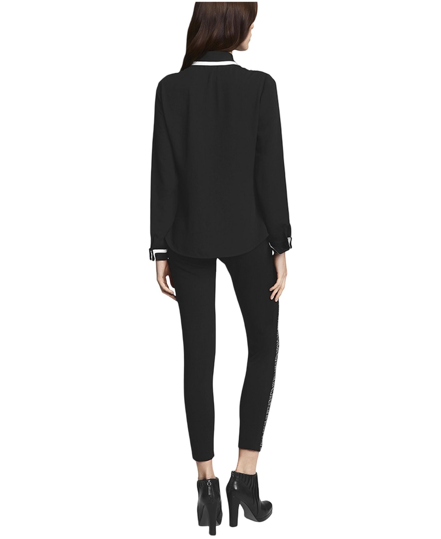 Женская блузка Anne Fontaine Sheryl Point-Collar Long-Sleeve Sheer, цвет: Чёрный — фото 4