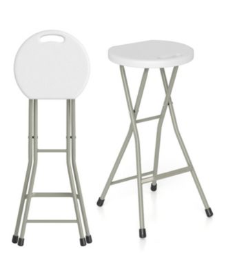28 Inch Portable Folding Stool Patio Dining Chair with 330lbs Sturdy Frame Set of 1