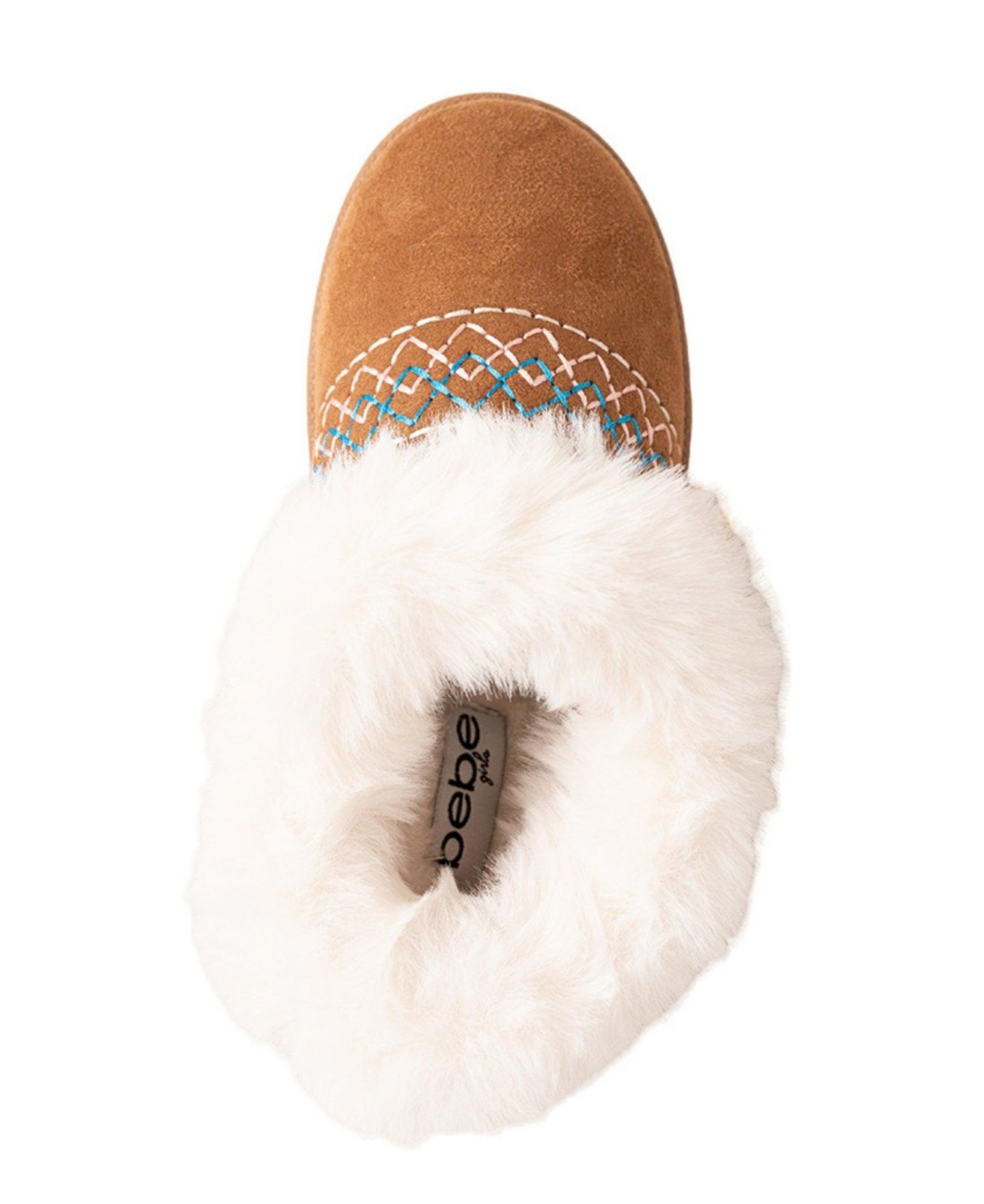Тапочки Bebe Plush Faux Fur Collar Memory Foam Boot Slide Slippers для девочек, цвет: Коньячный — фото 6