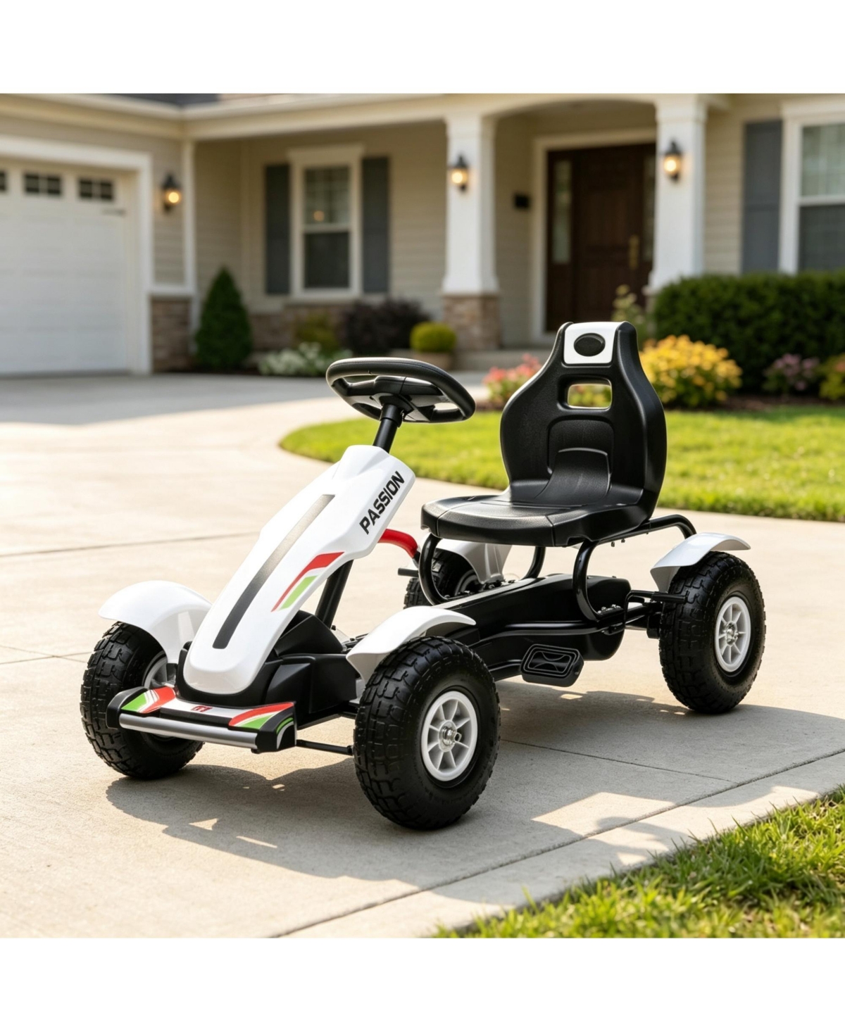 Sevorley Pedal Go Kart with Adjustable Seat, Rubber Wheels, 110 lbs. Capacity, Ages 5-12