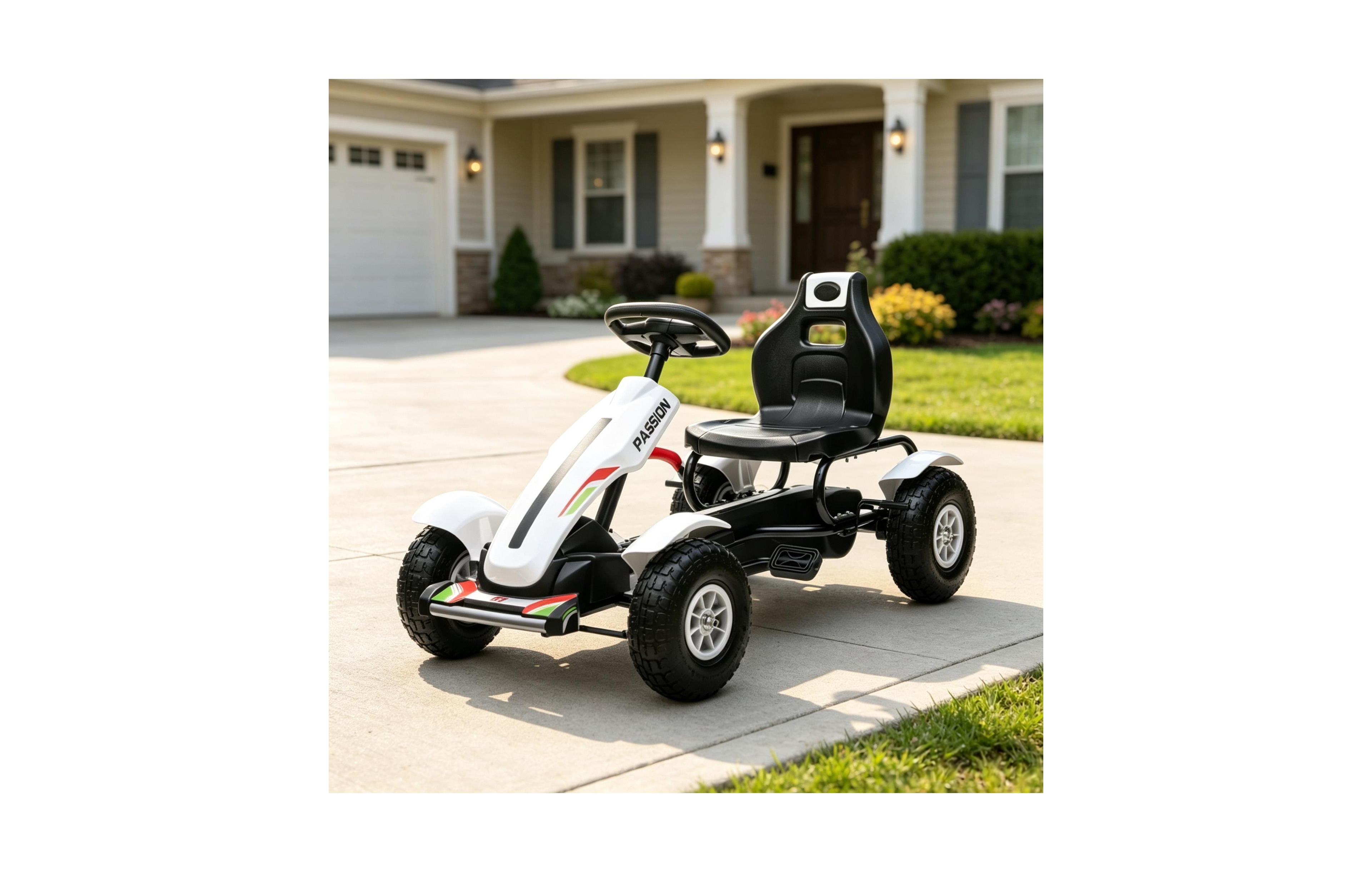 Sevorley Pedal Go Kart with Adjustable Seat, Rubber Wheels, 110 lbs. Capacity, Ages 5-12