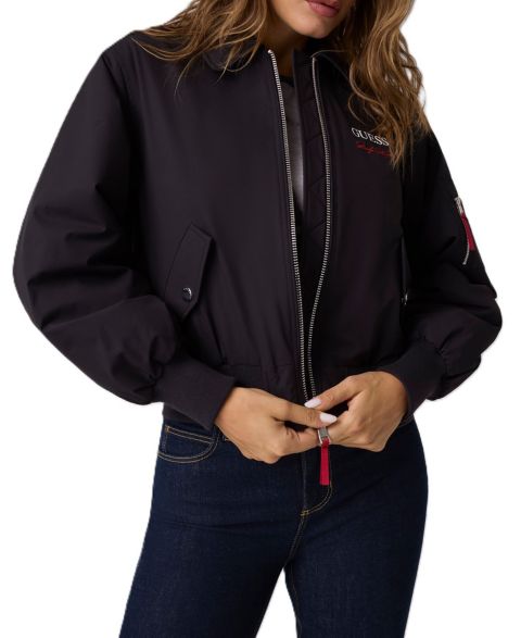 Женская куртка GUESS Marilyn Long-Sleeve Bomber, цвет: Угольно-чёрный
