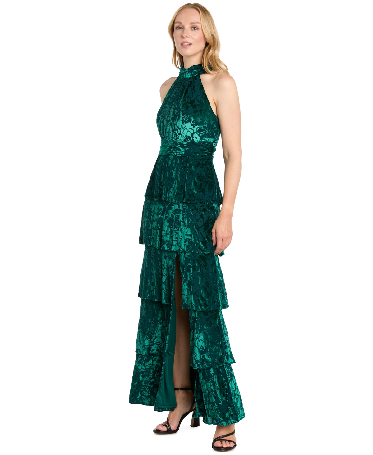 R & M Richards Petite Sequinned High-Low Gown - Hunter