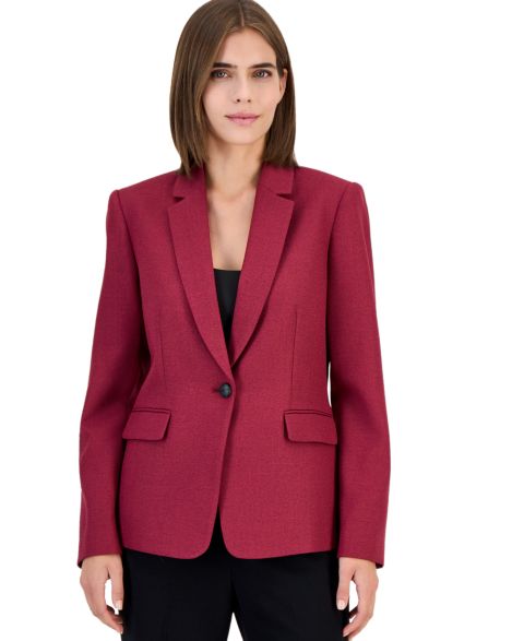 Женский пиджак Tahari Petite One-Button Peak-Lapel Shoulder-Padded Blazer, цвет: Шелковичный