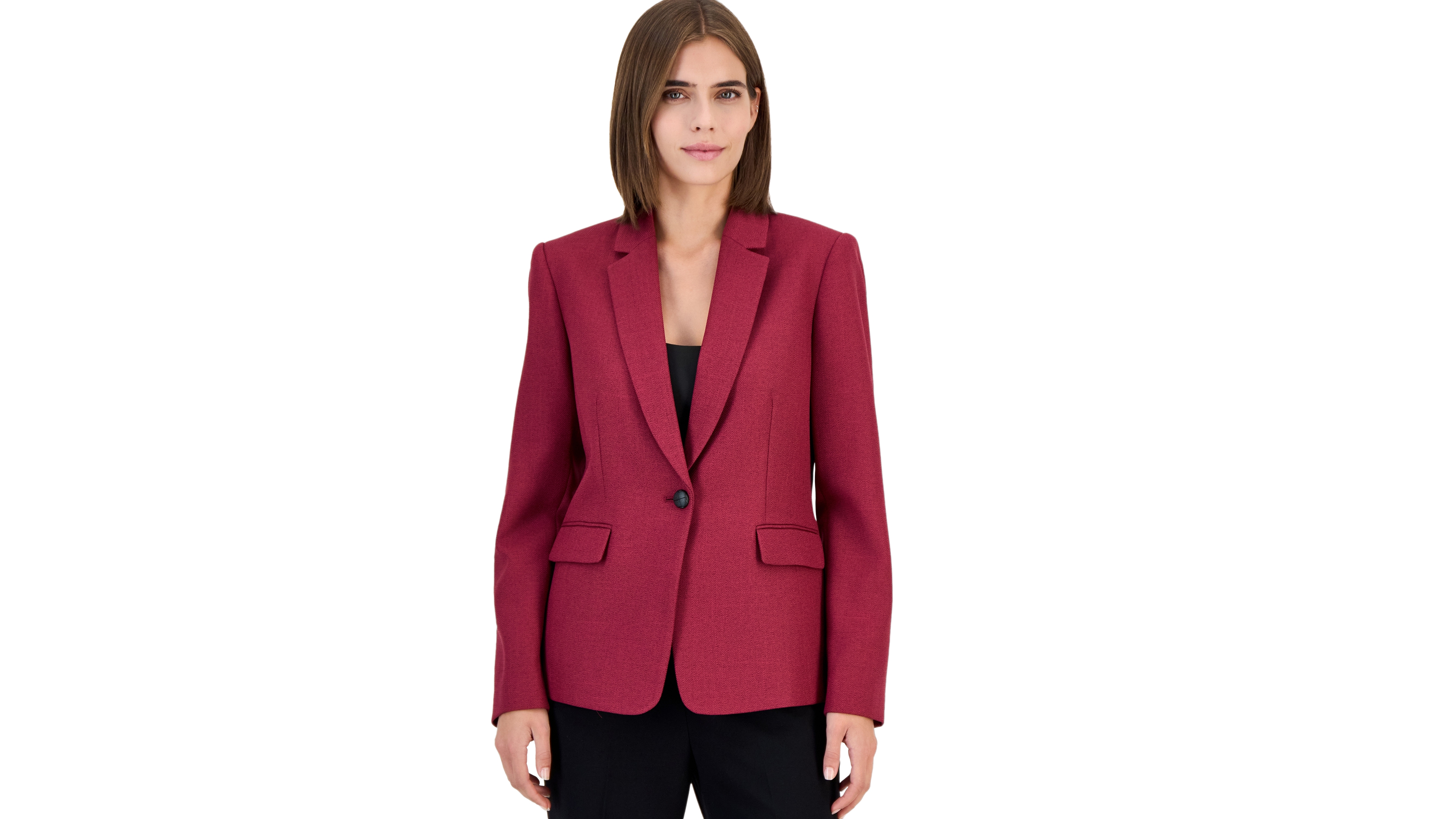 Tahari Petite One-Button Peak-Lapel Shoulder-Padded Blazer