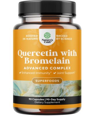 Quercetin 500 Milligram with Bromelain Capsules Botanical Flavonoid and Enzyme Formula 90 Count