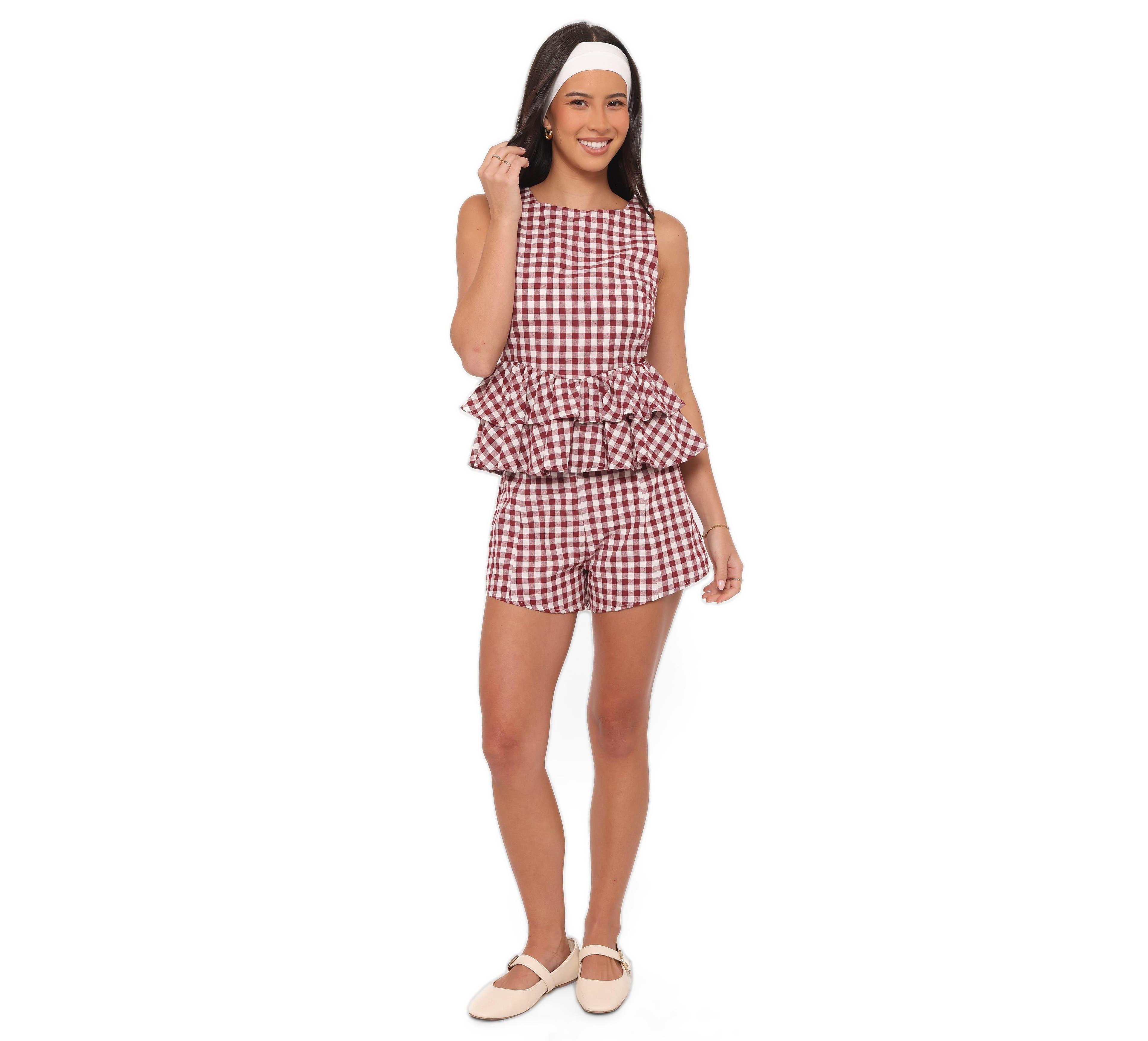 Petal and Pup Women's Landon High-Waisted Gingham Shorts, 2" Inseam