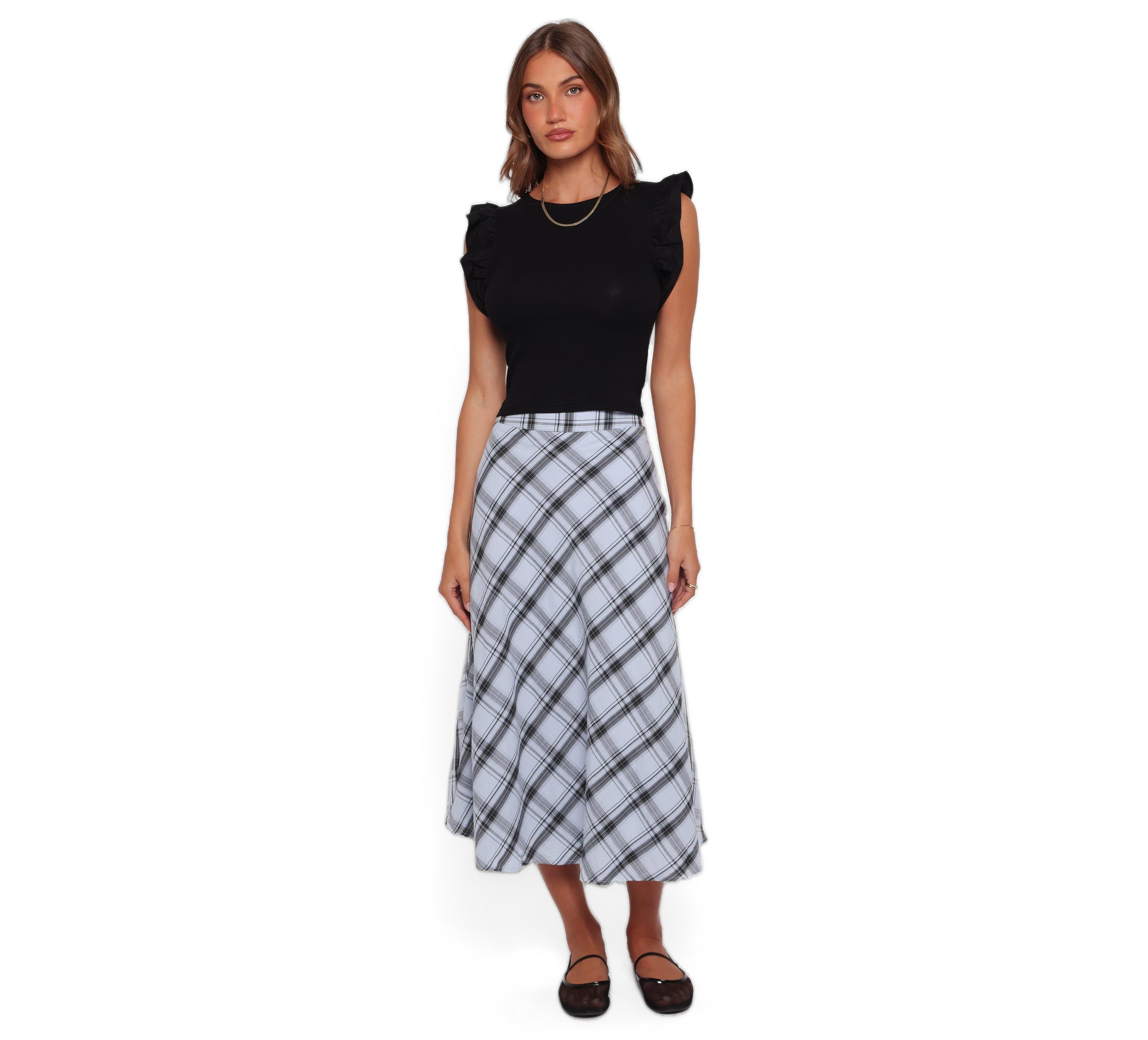 Petal and Pup Women's Piper A-Line Plaid Midi Skirt