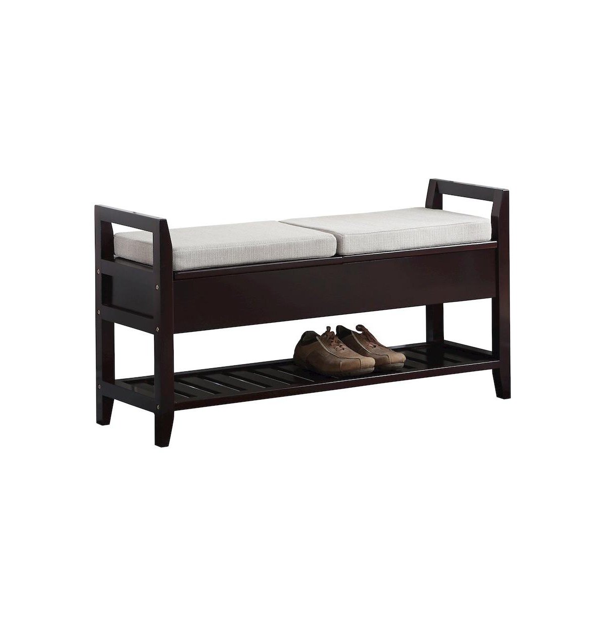 Roundhill Furniture Vannes Espresso Storage Shoe Bench - Espresso