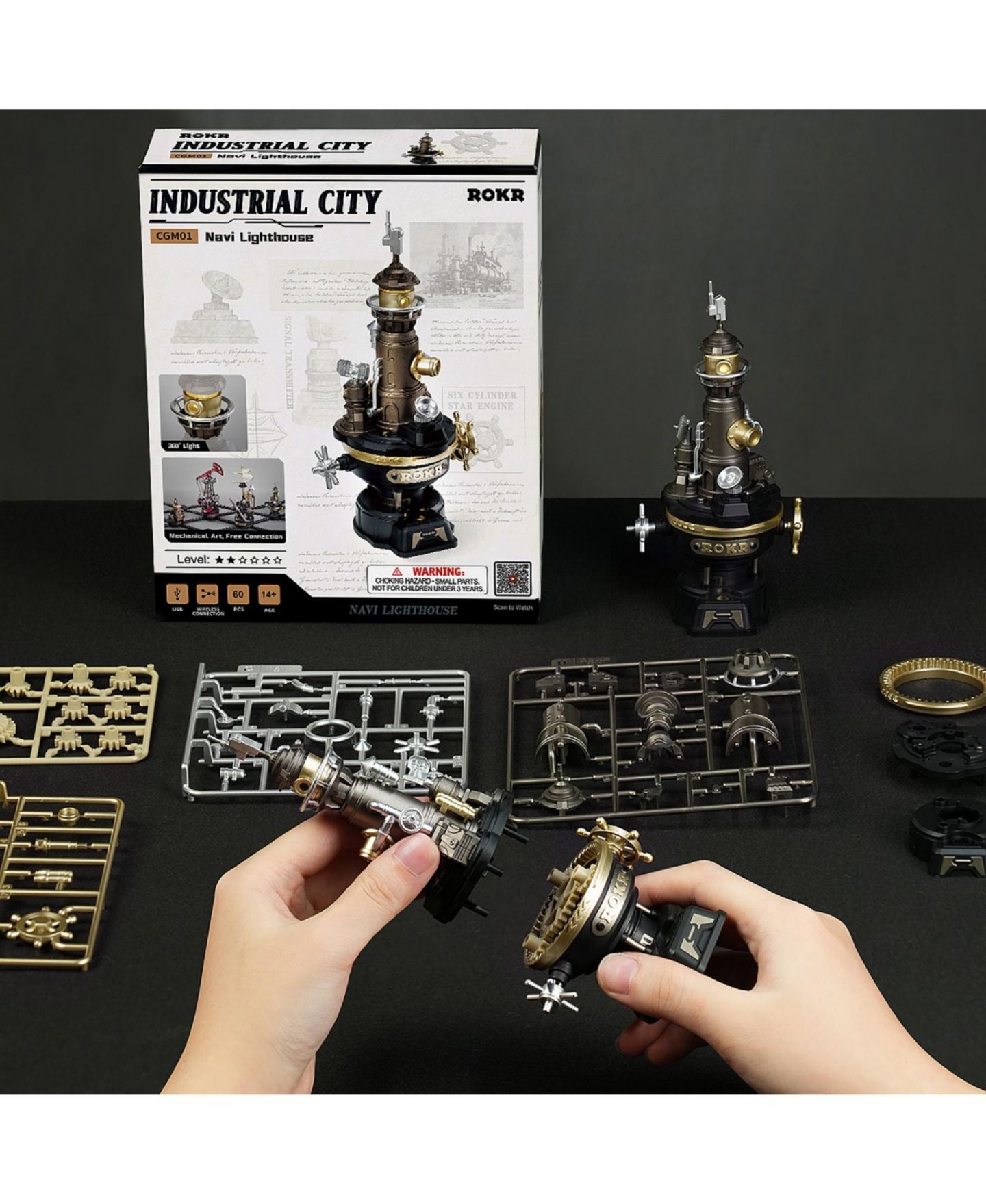 Детский конструктор Robotime Lighthouse Navi Motorized LED 3D Puzzle Building Set, Ages 14+ — фото 6