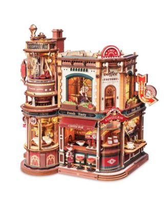 Dream Coffee Factory 593-Piece Mechanical Building Set with Music Box and LED Lights, Ages 14+