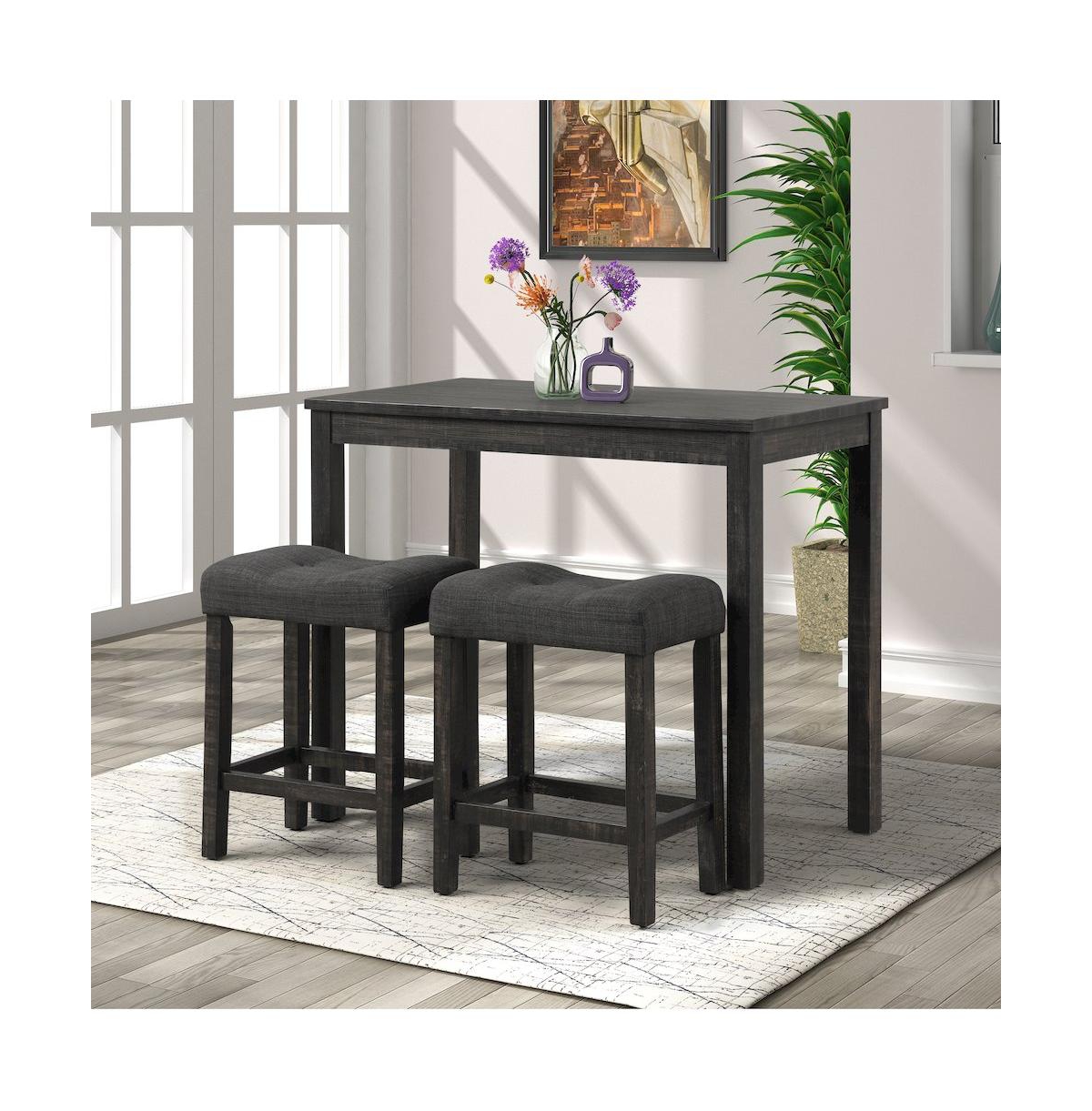 Roundhill Furniture Sora Button Tufted Counter Height Saddle Stool, Set of 2
