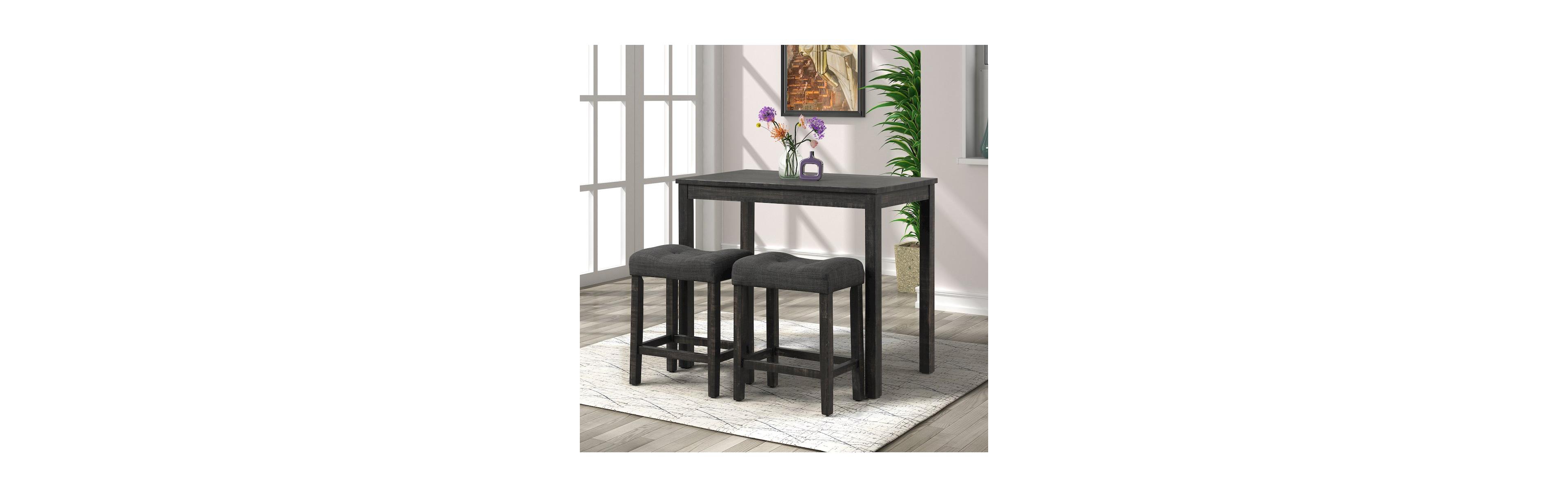 Roundhill Furniture Sora Button Tufted Counter Height Saddle Stool, Set of 2