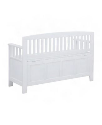 Rubberwood Flip-Top Storage Bench with Hidden Compartment for Entryway, White