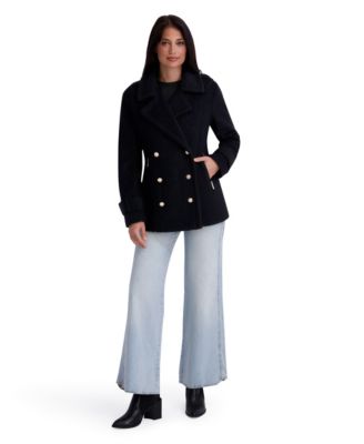 Women's Boucle Peacoat with Gold Accents