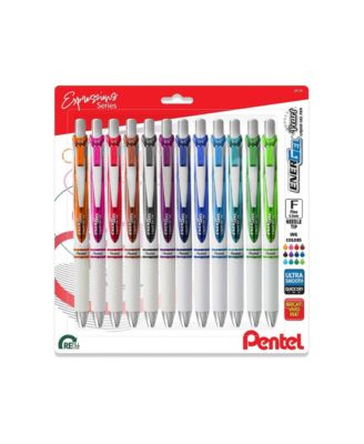 EnerGel RTX Pearl Liquid Gel Pen, 0.5mm Needle Tip, Fine Line, Asstd. Ink, 12-Pk