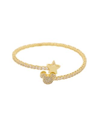 Cubic Zirconia Gold-Tone Mickey Mouse Wrap Bracelet