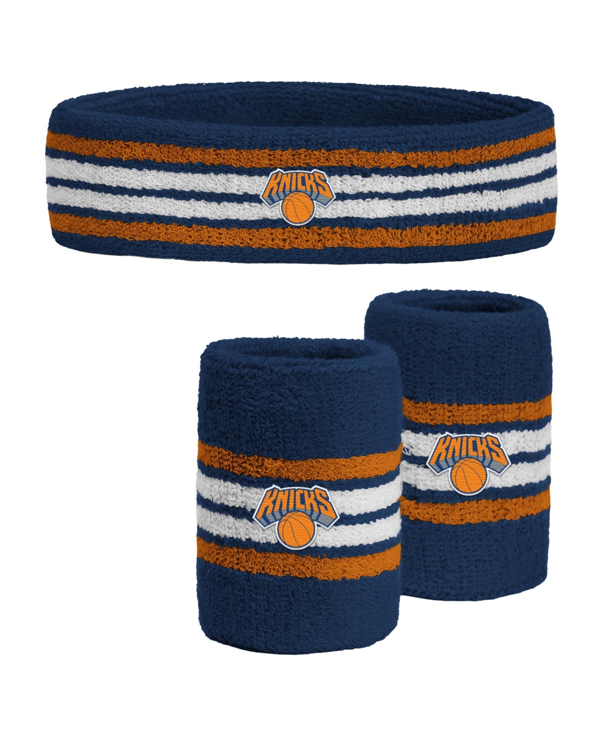 Pro Compression Blue New York Knicks Team Stripe Headband and Wristbands Combo Set, 3-Pack - Blue