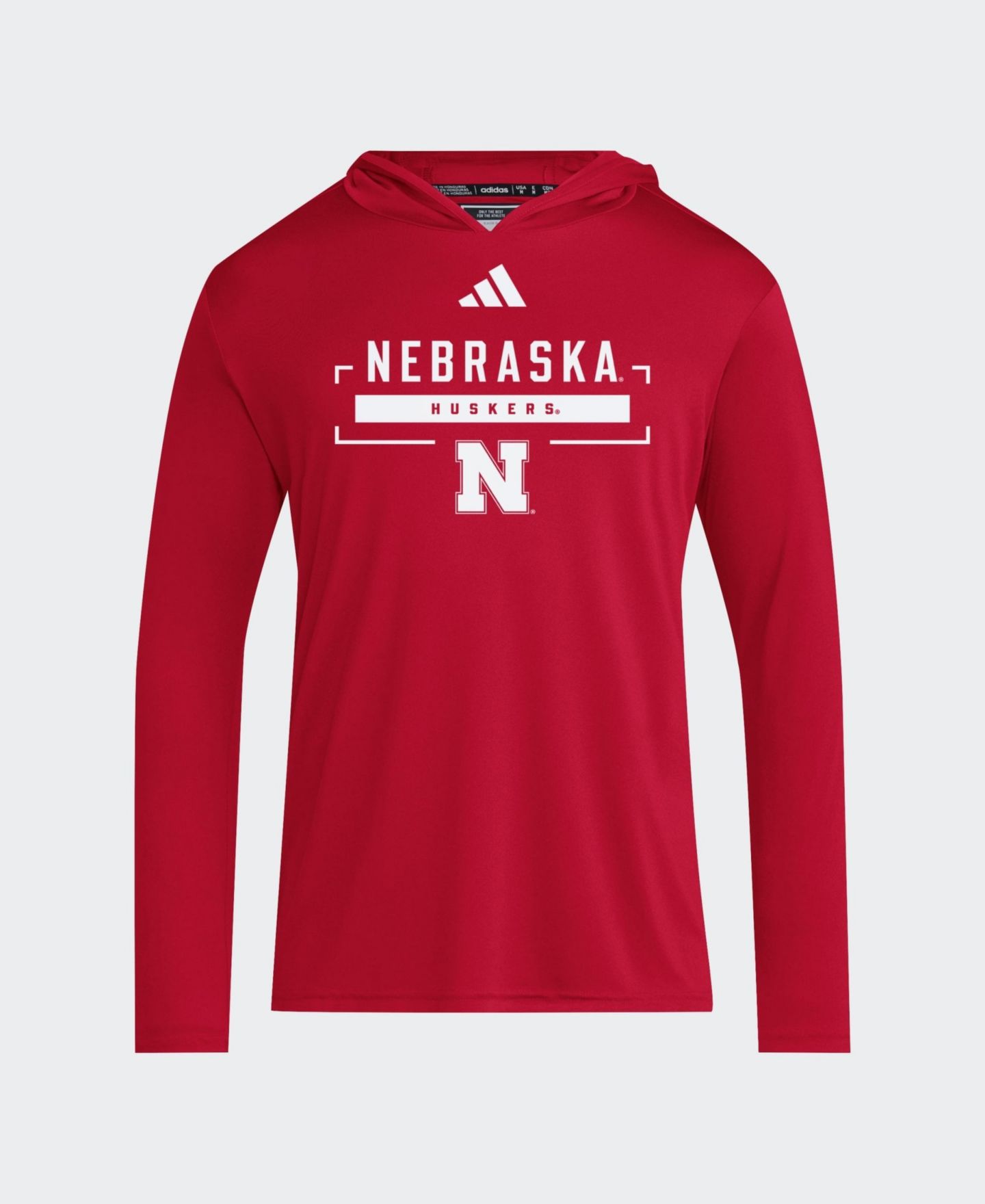 Мужская футболка adidas Scarlet Nebraska Huskers D4T Long Sleeve Hooded — фото 1