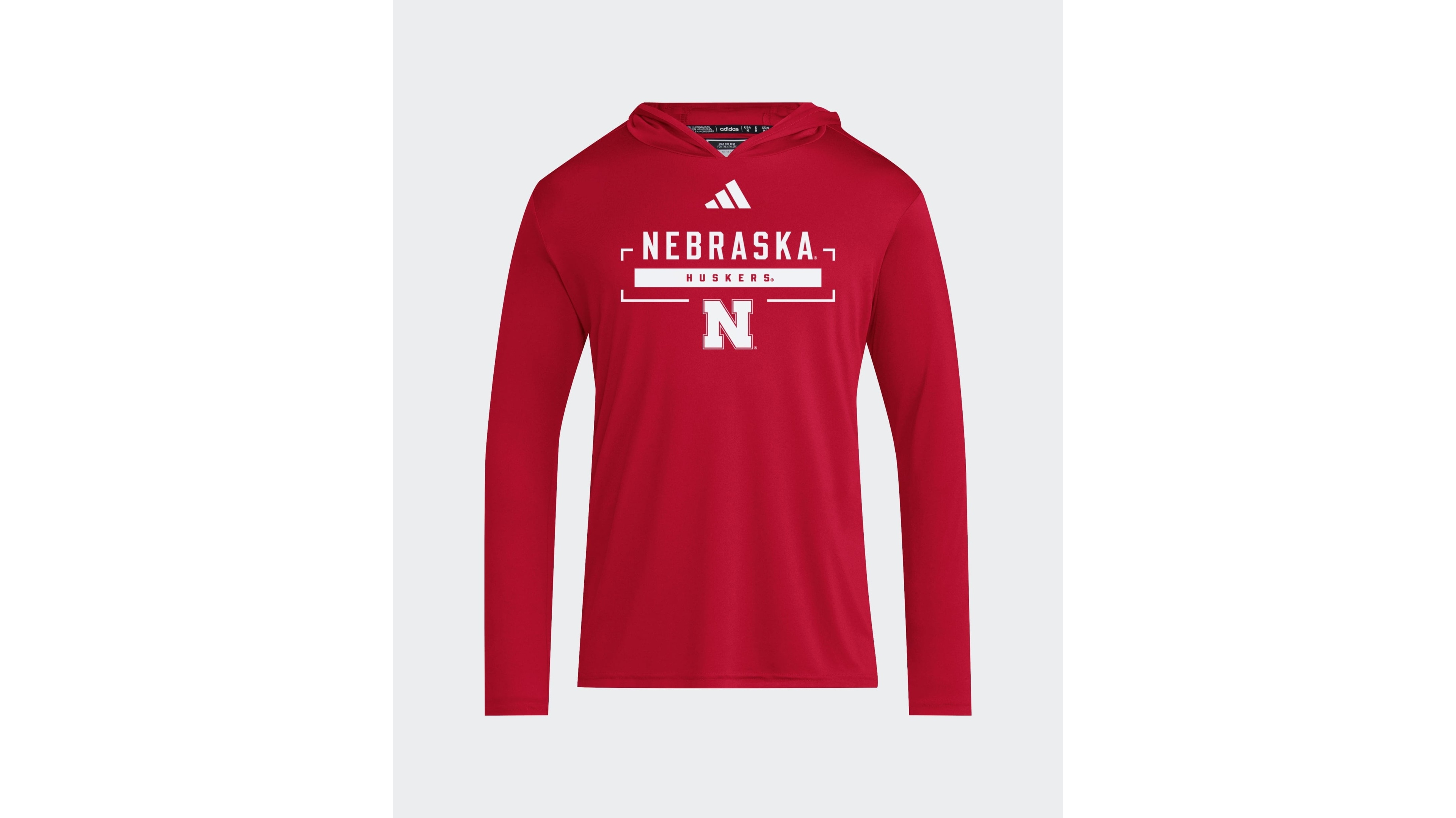 Adidas Men's Scarlet Nebraska Huskers D4T Long Sleeve Hooded T-Shirt