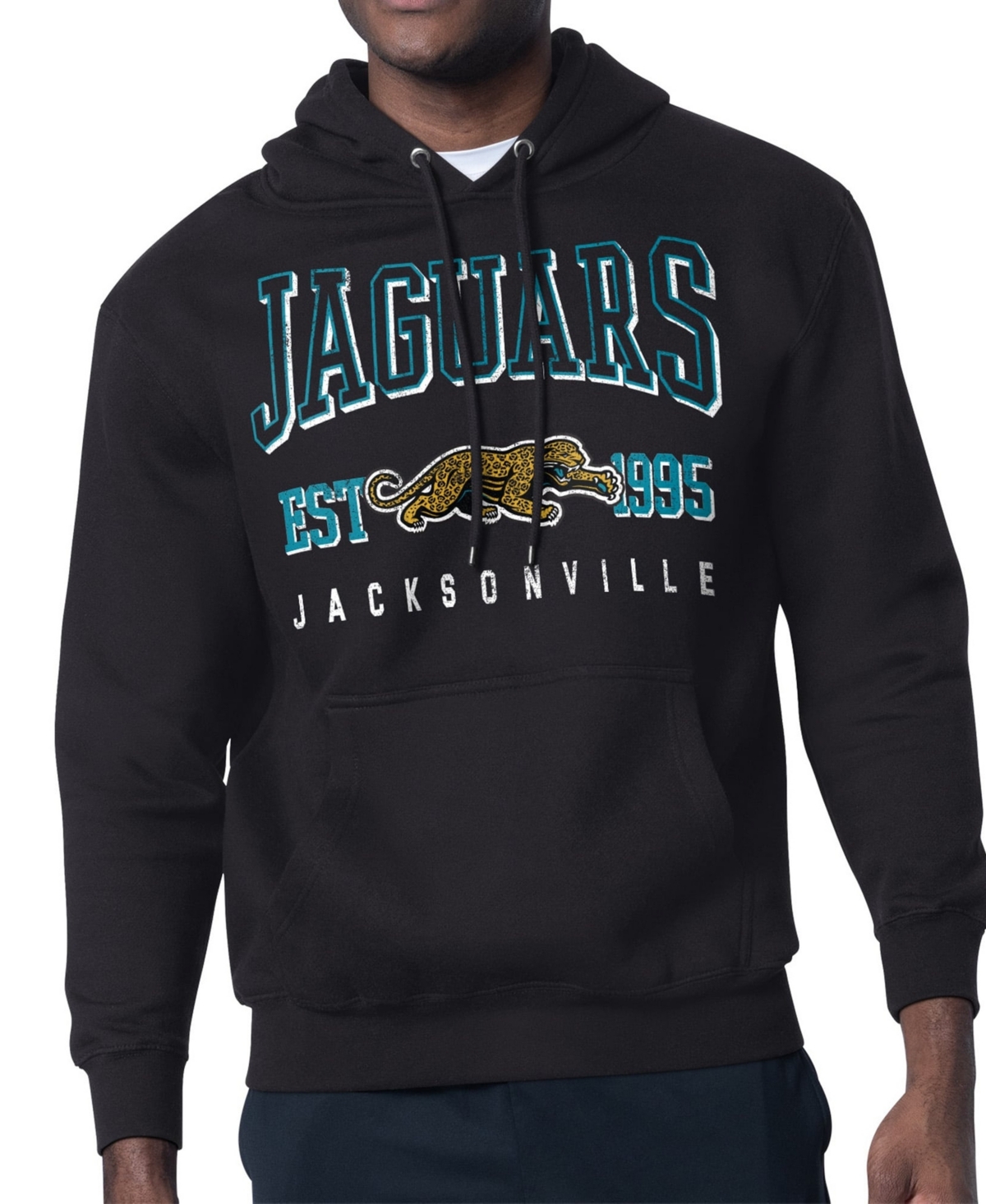 Starter Men's Black Jacksonville Jaguars Retro Team Logo Pullover Hoodie - Black