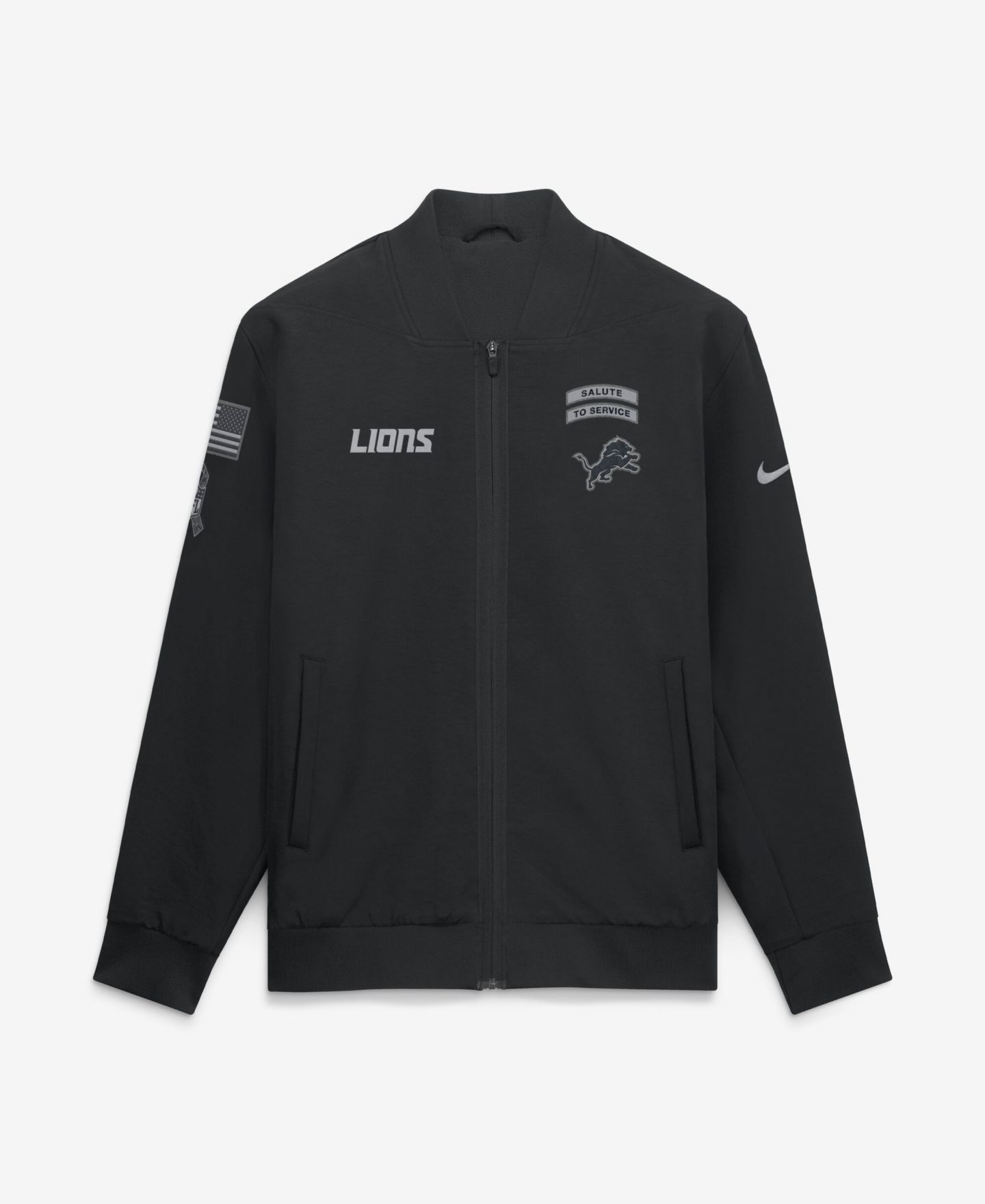 Мужская куртка Nike Black Detroit Lions 2026 Salute to Service Sideline Full-Zip Bomber — фото 1