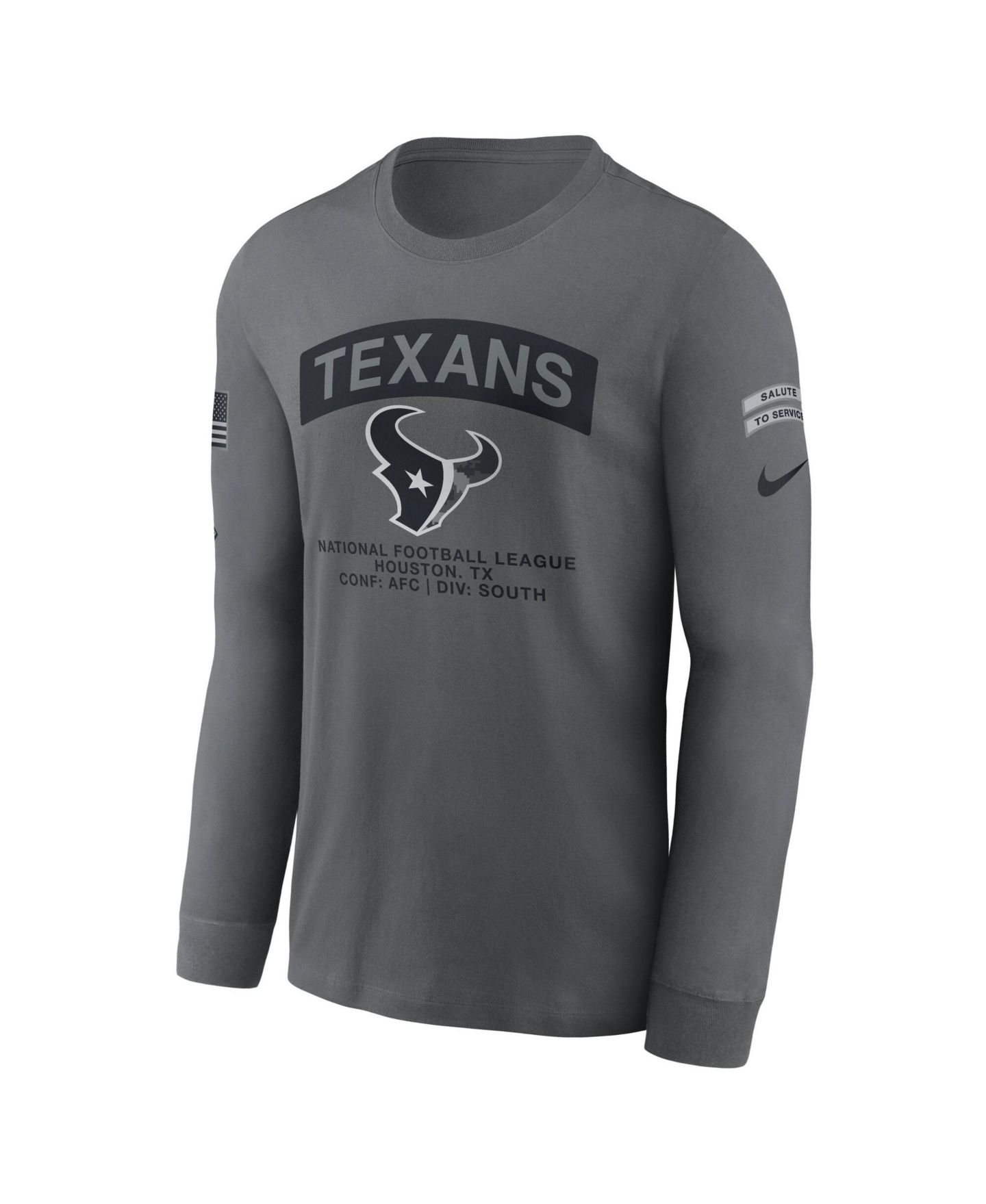 Мужская футболка Nike Gray Houston Texans 2026 Salute to Service Long Sleeve — фото 3