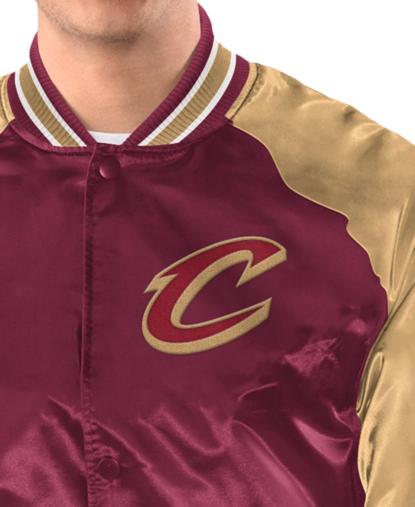 Мужская куртка Starter Wine/Gold Cleveland Cavaliers Inductee Raglan Full-Snap Varsity — фото 3