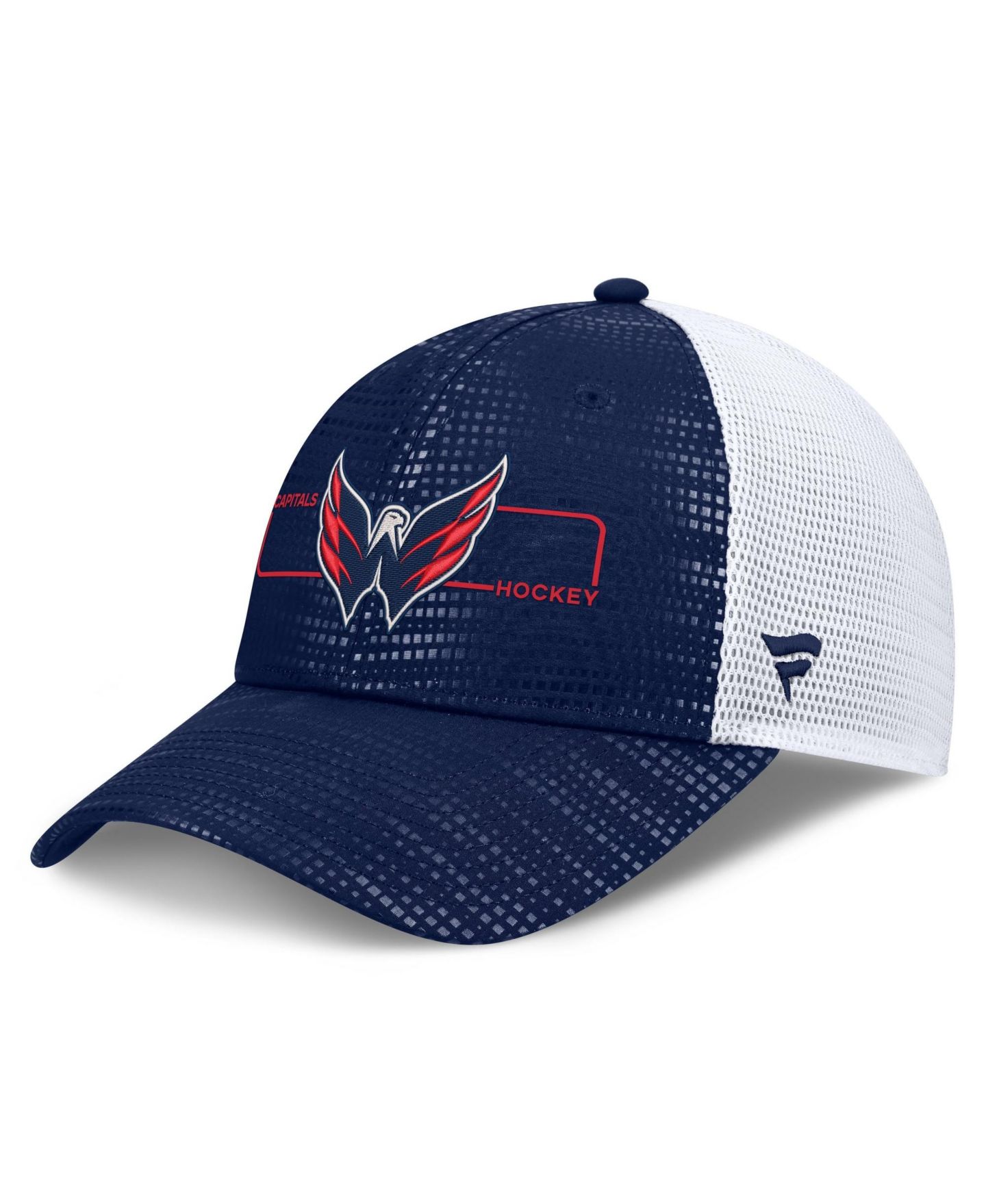 Мужская кепка Fanatics Navy Washington Capitals Authentic Pro Rink Boxed Logo Trucker Hat — фото 1