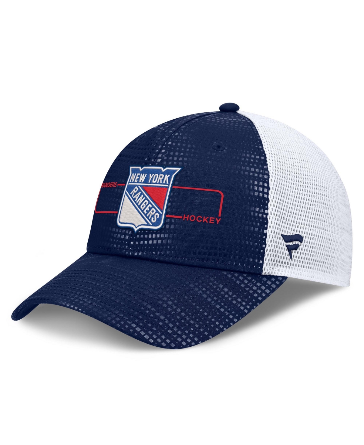 Fanatics Men's Navy New York Rangers Authentic Pro Rink Boxed Logo Trucker Hat