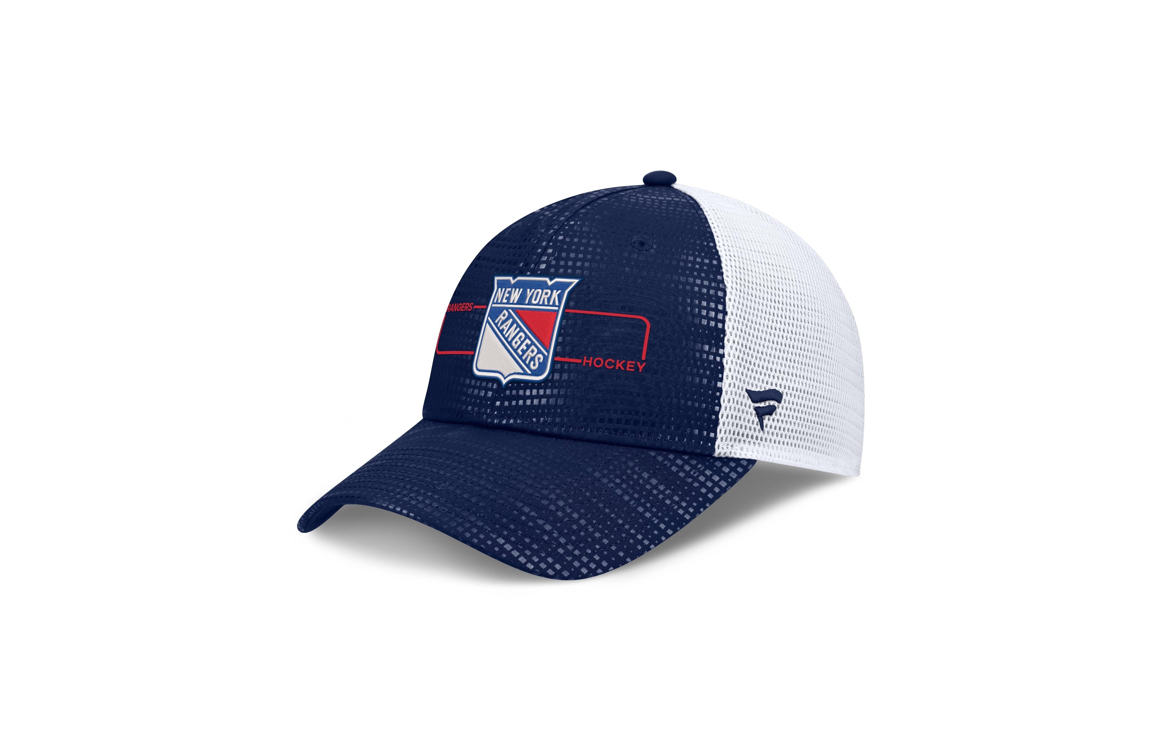 Fanatics Men's Navy New York Rangers Authentic Pro Rink Boxed Logo Trucker Hat