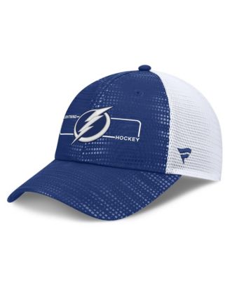 Men's Blue Tampa Bay Lightning Authentic Pro Rink Boxed Logo Trucker Hat
