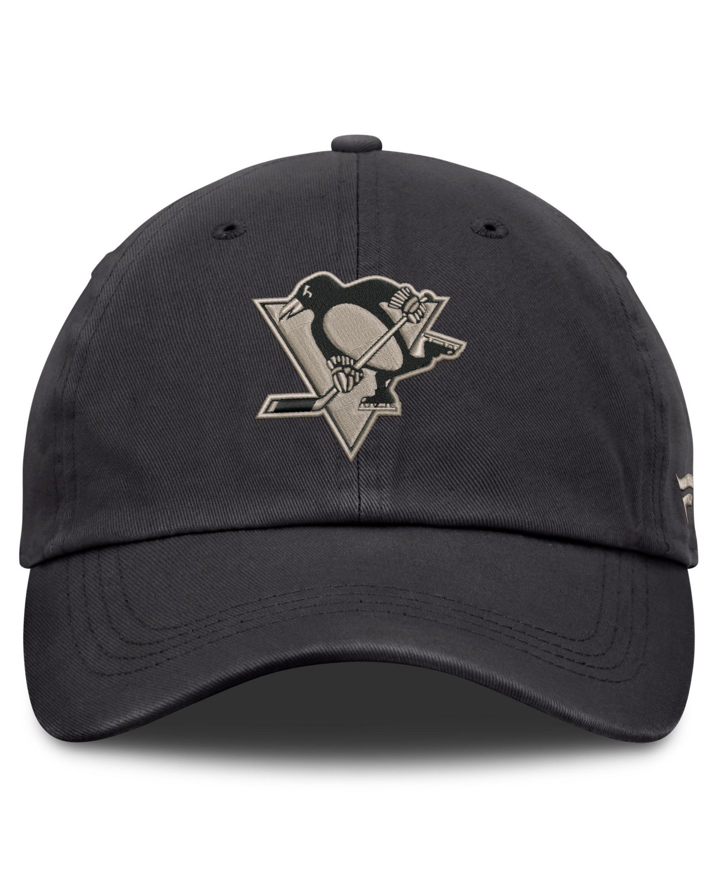 Мужская кепка Fanatics Charcoal Pittsburgh Penguins Road Phantom Washed Adjustable Hat — фото 2