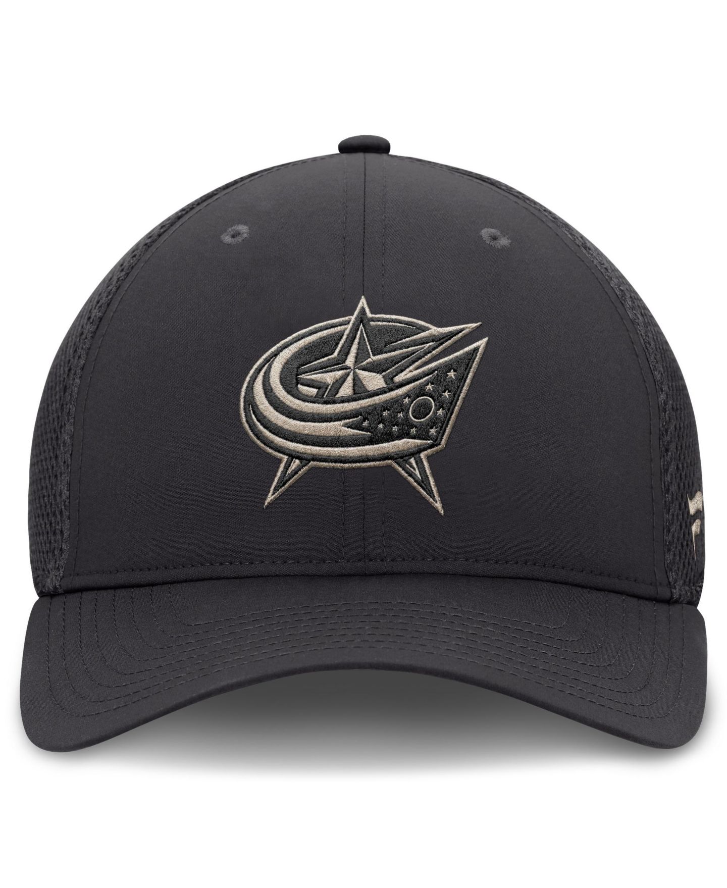 Мужские головные уборы Fanatics Charcoal Columbus Blue Jackets Authentic Pro Road Meshback Stretch Hat — фото 2
