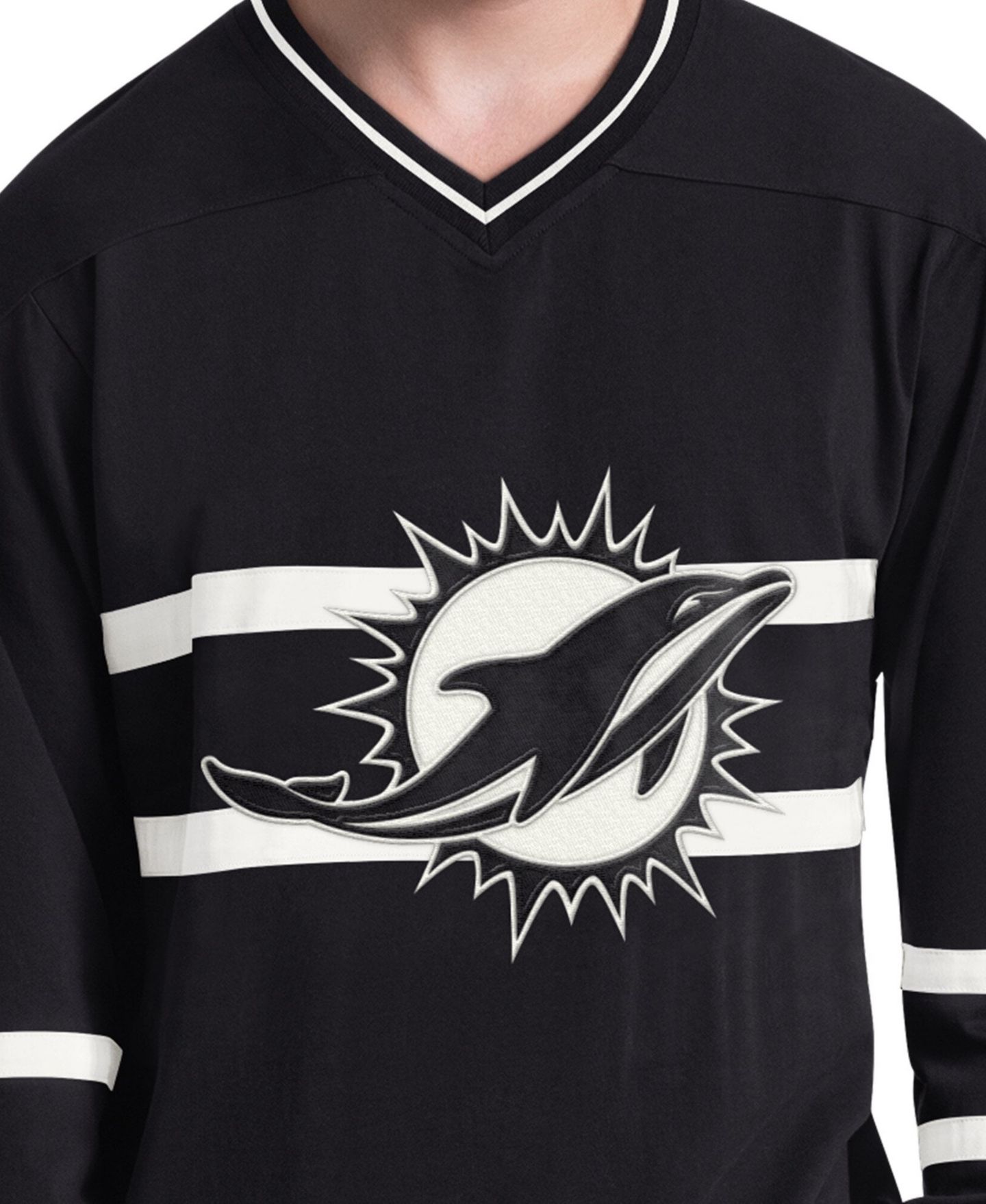 Мужская футболка Starter Black/White Miami Dolphins Lineup Long Sleeve — фото 3