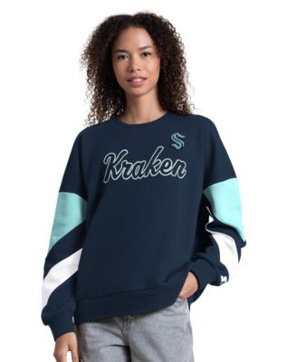 Women's Deep Sea Blue Seattle Kraken Grand Slam Sleeve Color Block Sweatshirt