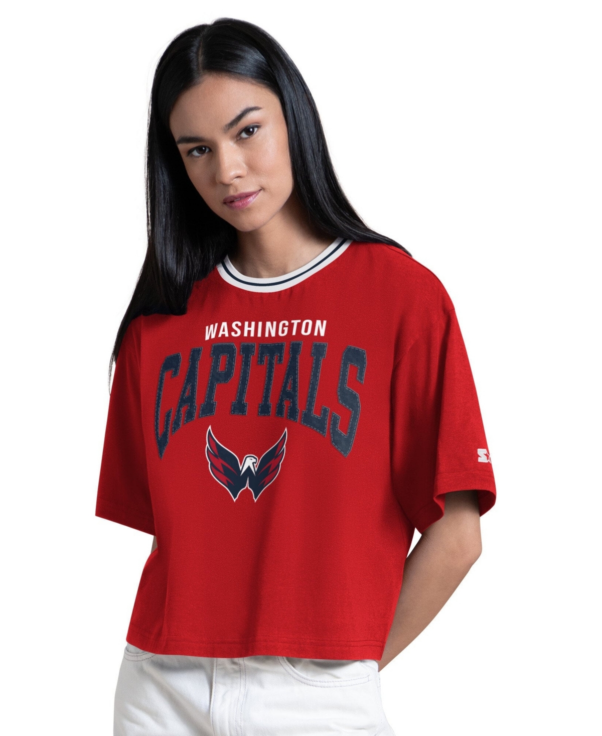 Starter Women's Red Washington Capitals Ace Cropped T-Shirt
